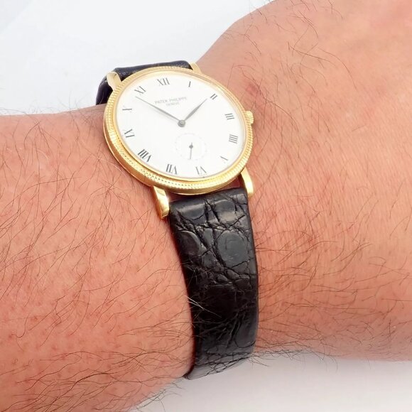 Patek Philippe 18k Yellow Gold Calatrava Manual Wind Roman Dial Watch - Picture 7 of 14